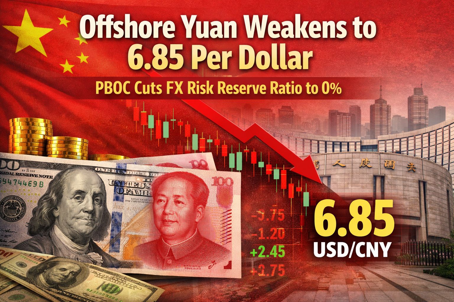 Offshore Yuan Weakens to 6.85 Per Dollar PBOC Policy Shift