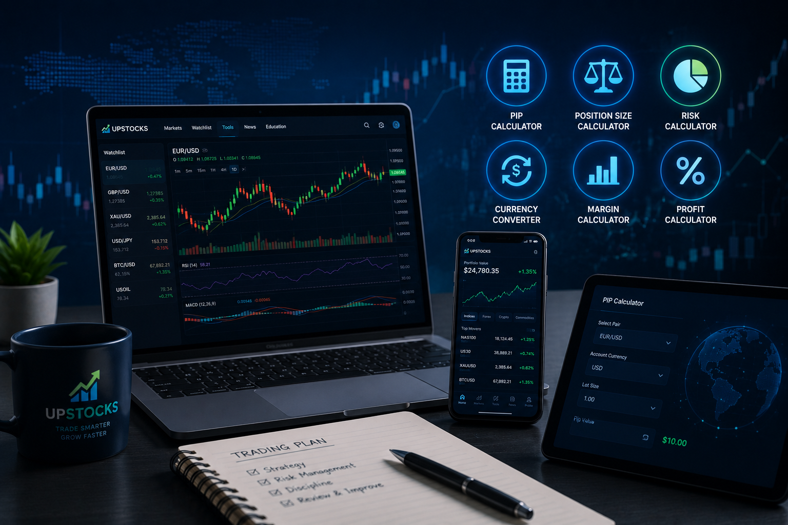 Upstocks trading tools for market analysis and trading education