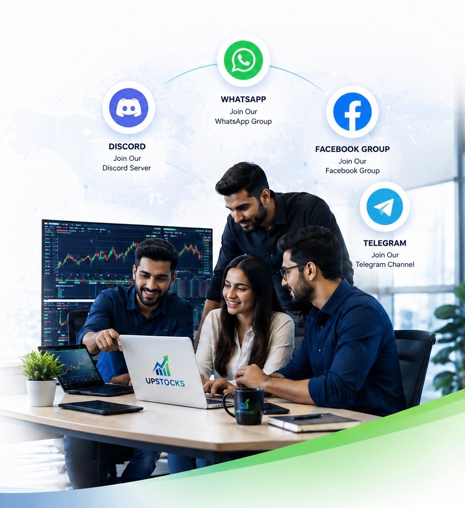Join the Upstocks trading community - WhatsApp, Discord, Facebook, Telegram